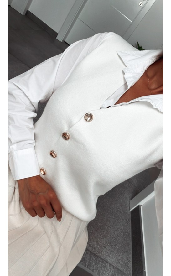 Bílá úpletová vesta s vlnou S a M 