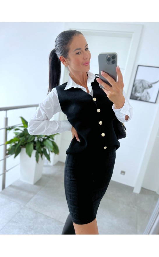 Hřejivá pouzdrová sukně s vlnou v černé