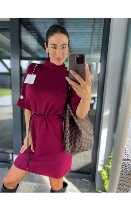 Vínové teplé šaty Mosa 