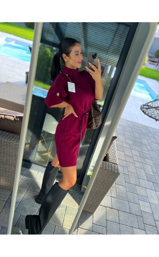 Vínové teplé šaty Mosa 