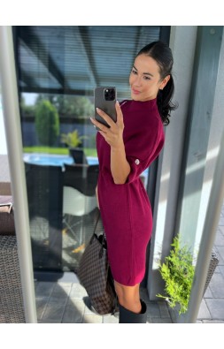 Vínové teplé šaty Mosa 