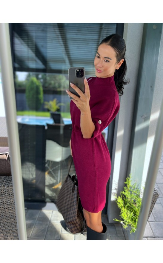 Vínové teplé šaty Mosa 
