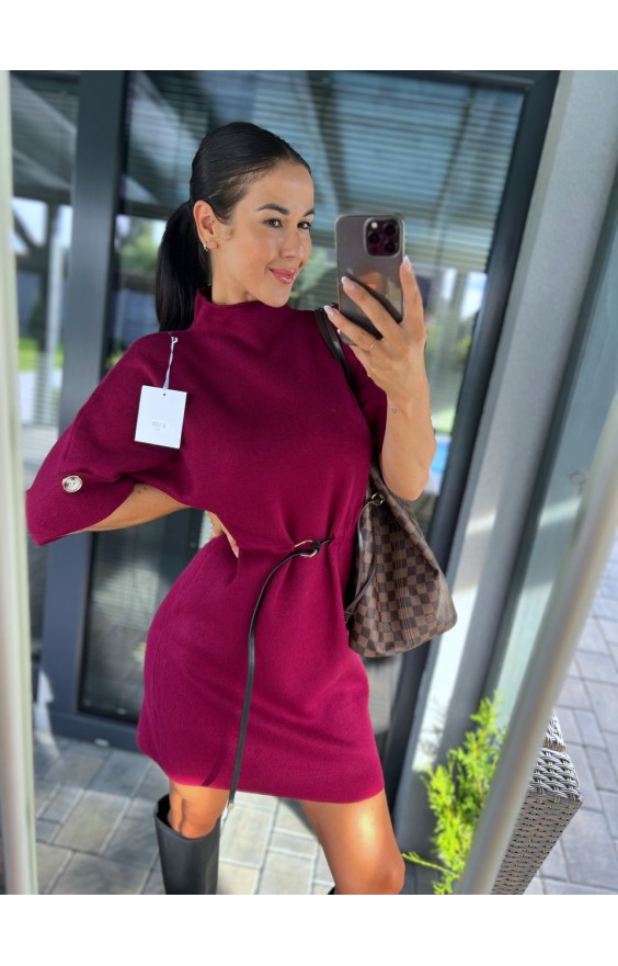 Vínové teplé šaty Mosa 
