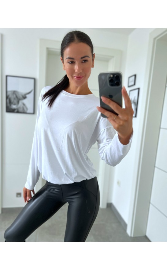 Bílý basic top dlouhý rukáv 