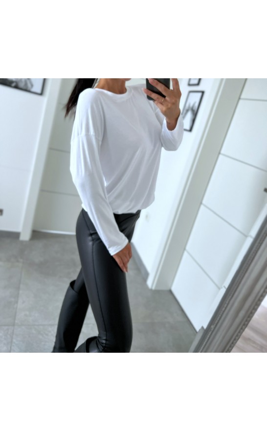 Bílý basic top dlouhý rukáv 