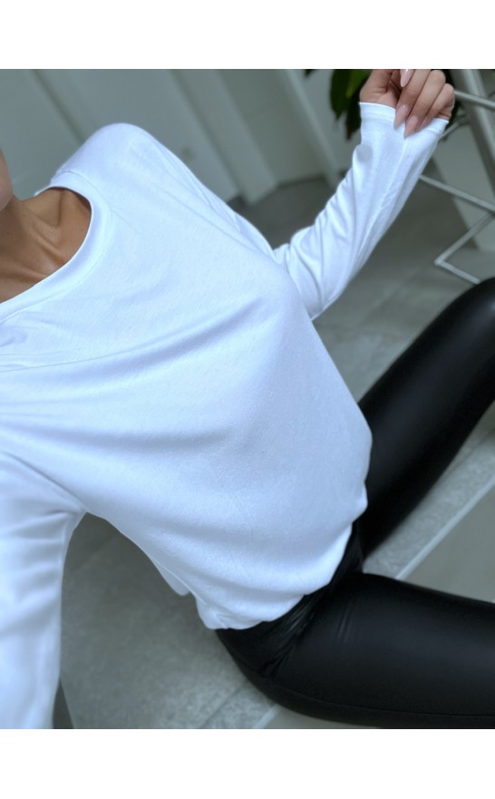 Bílý basic top dlouhý rukáv 