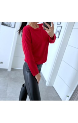 Červený basic top dlouhý rukáv 