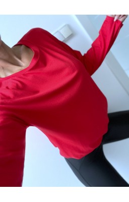 Červený basic top dlouhý rukáv 