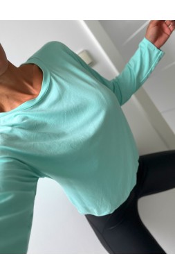 Mentolový basic top dlouhý rukáv