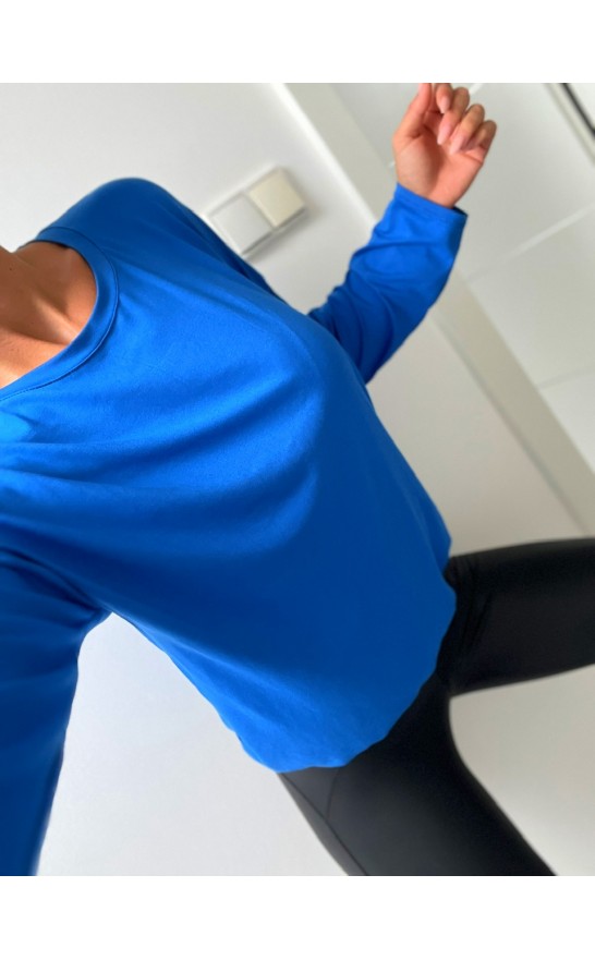 Modrý basic top dlouhý rukáv 