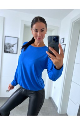 Modrý basic top dlouhý rukáv 