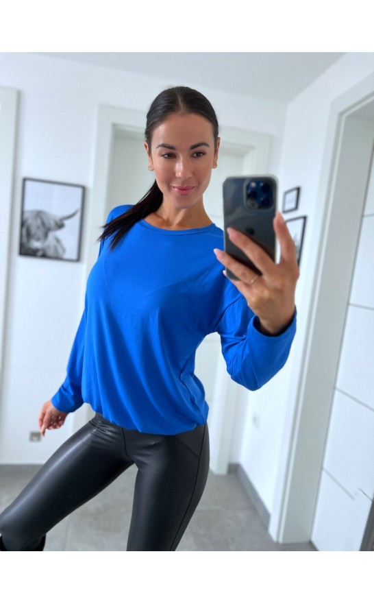 Modrý basic top dlouhý rukáv 