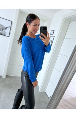 Modrý basic top dlouhý rukáv 