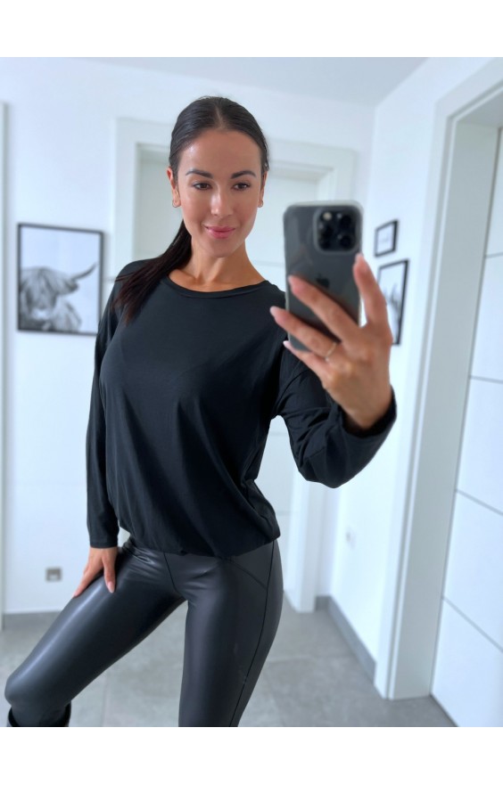 Černý basic top dlouhý rukáv 