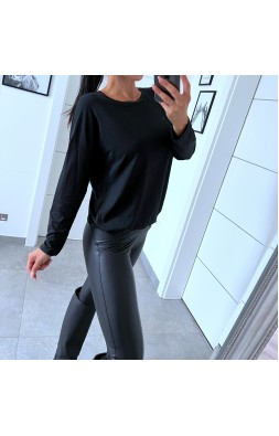 Černý basic top dlouhý rukáv 