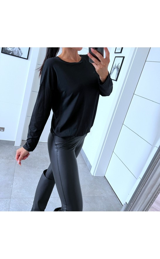 Černý basic top dlouhý rukáv 