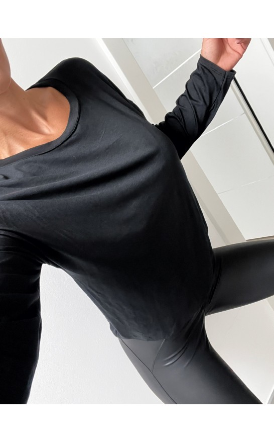 Černý basic top dlouhý rukáv 