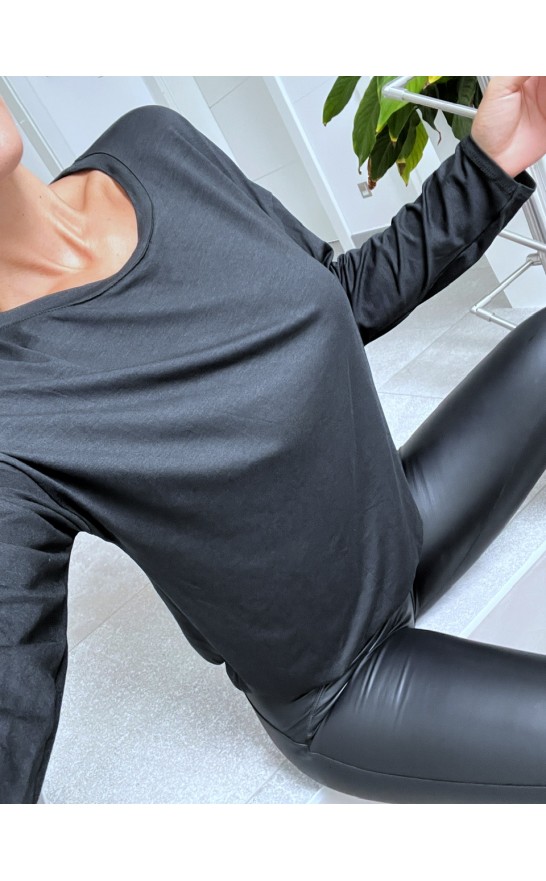 Černý basic top dlouhý rukáv 