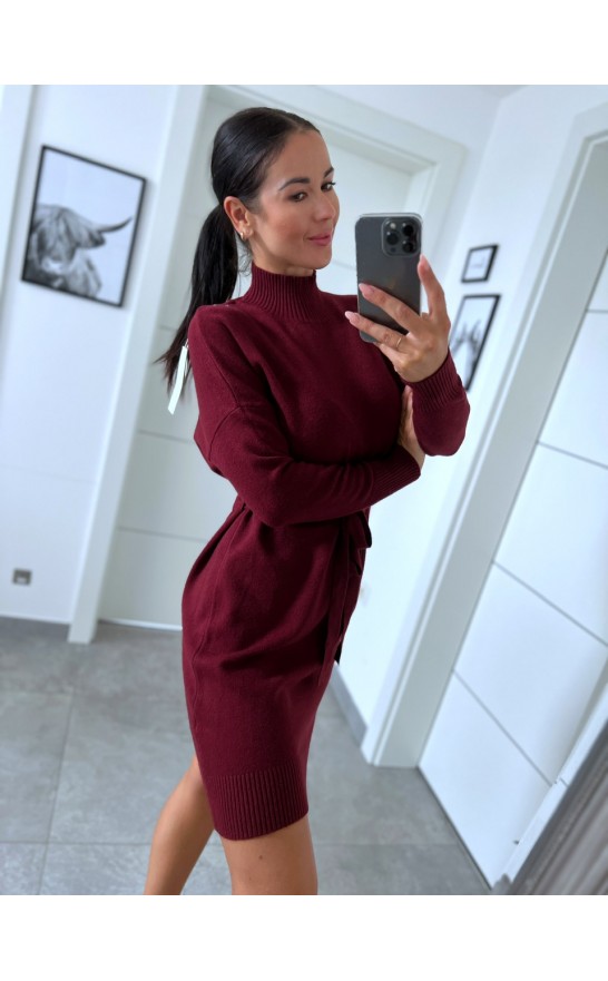 Vínové teplé šaty Seven 