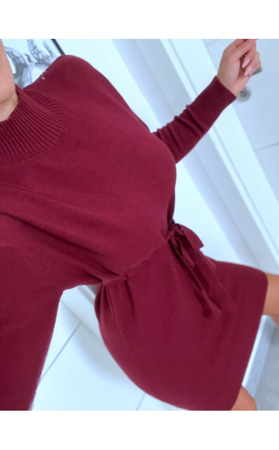 Vínové teplé šaty Seven 