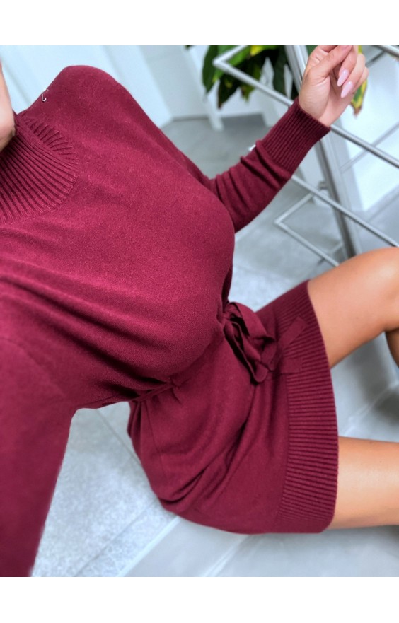 Vínové teplé šaty Seven 