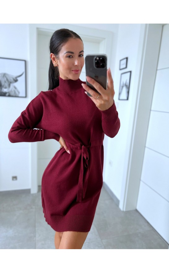 Vínové teplé šaty Seven 
