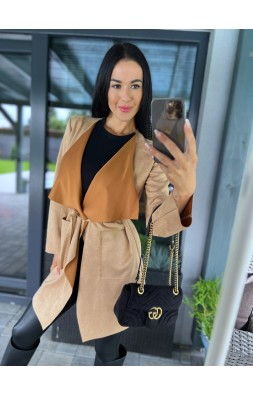 Semišový camel kabátek S/M