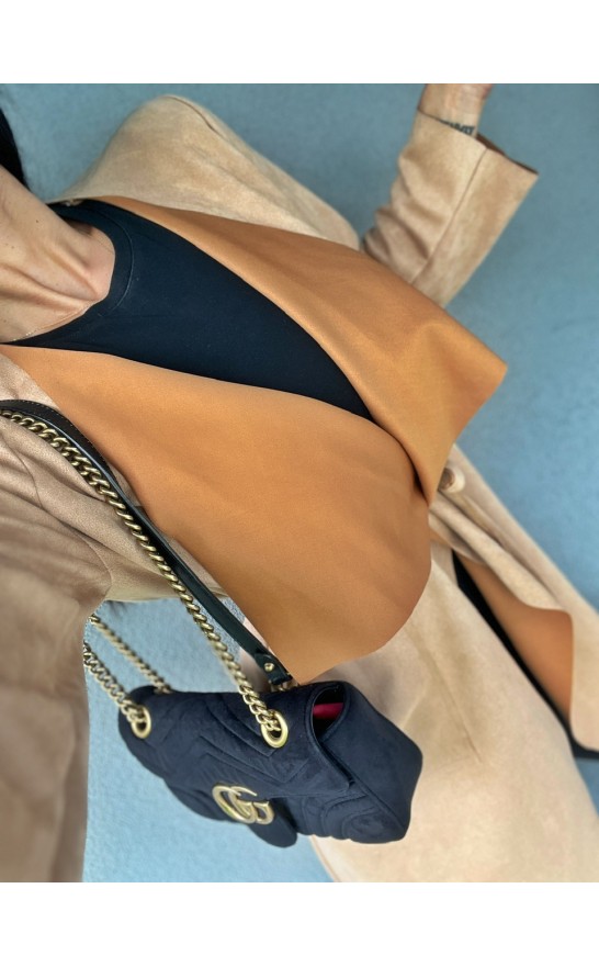 Semišový camel kabátek S/M