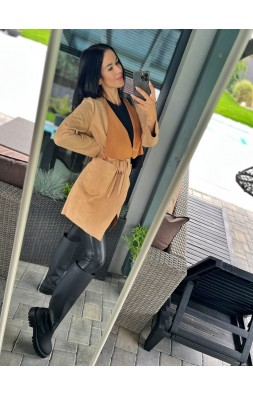 Semišový camel kabátek S/M