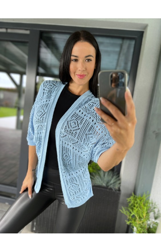 Modrý pletený kabátek 