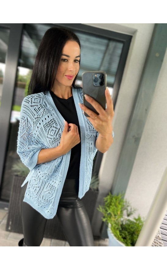 Modrý pletený kabátek 