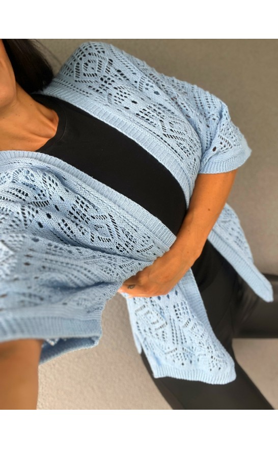 Modrý pletený kabátek 