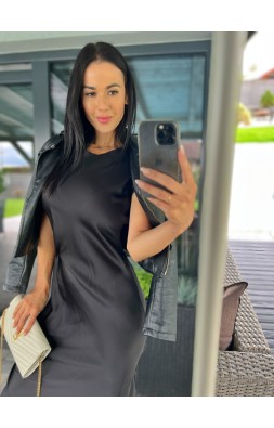 Černé saténové midi šaty 