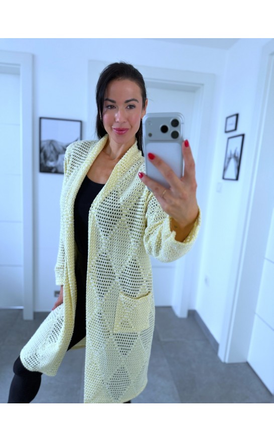 Pastelově žlutý cardigan 