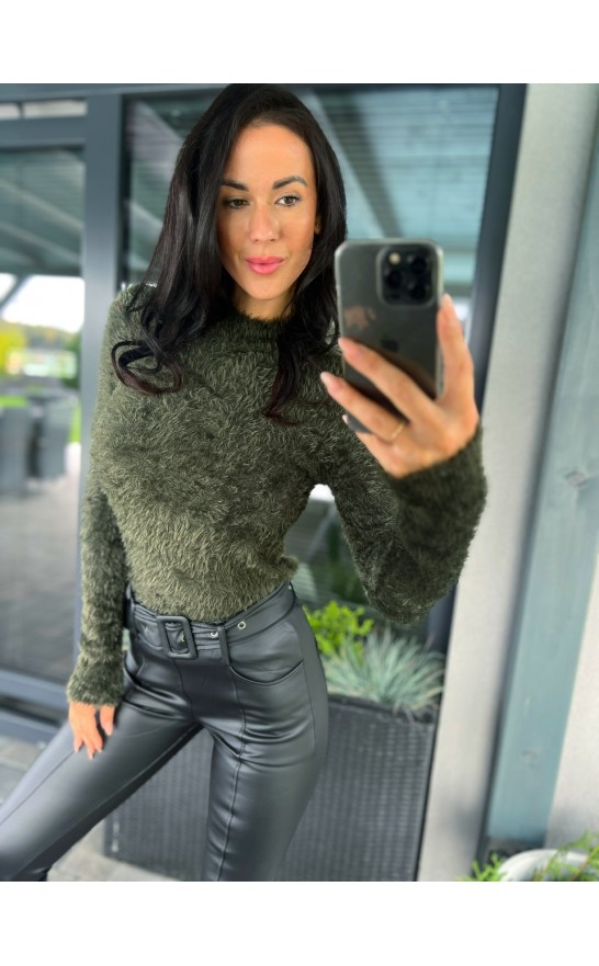 Vyteplené sexy kalhoty s páskem XS -XL 