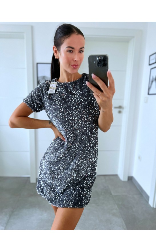 Šedé flitrované šaty 