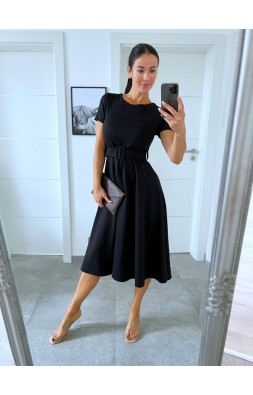 Midi černé šaty + pásek 