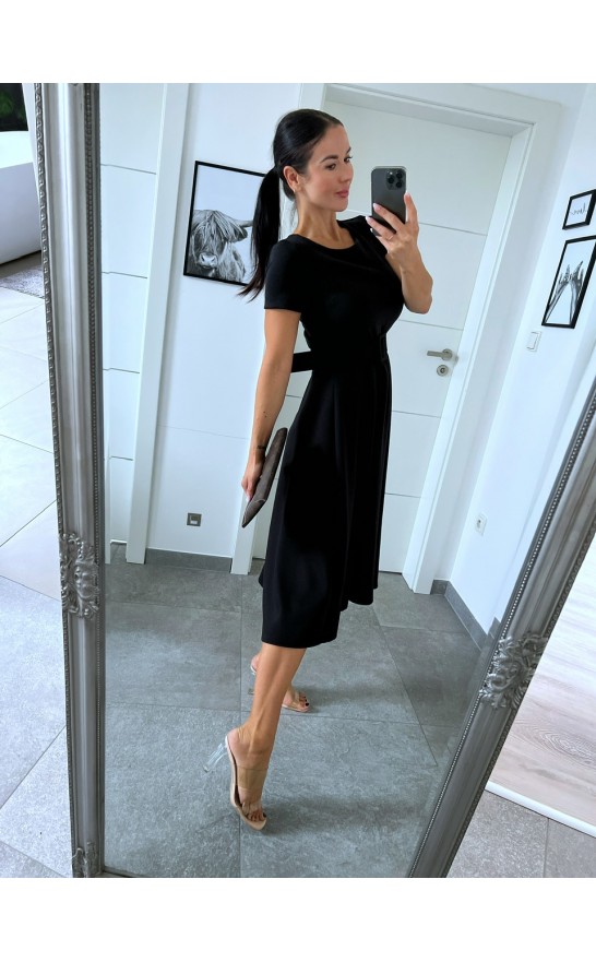Midi černé šaty + pásek 