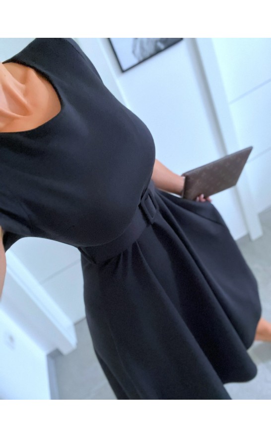 Midi černé šaty + pásek 