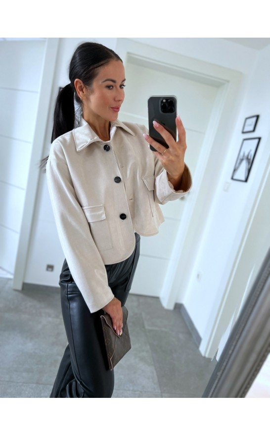 Světle krémová semiš bundička 