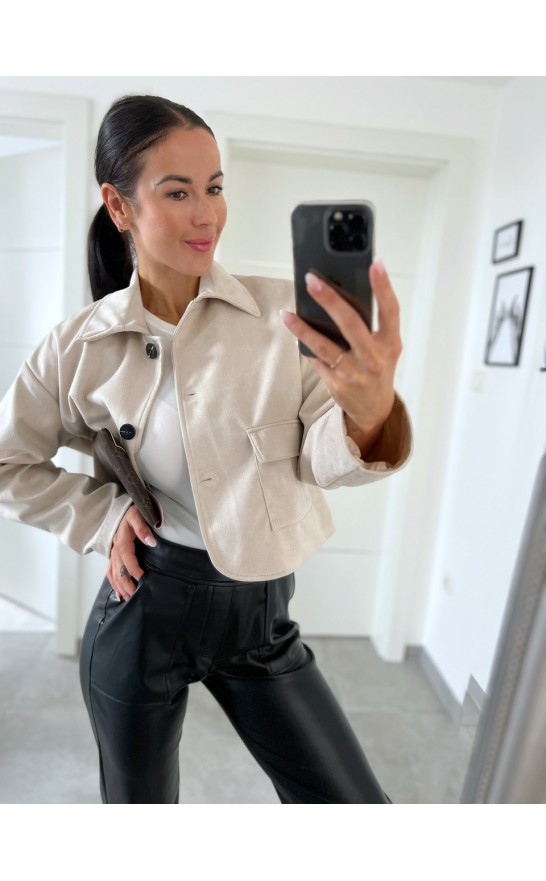 Světle krémová semiš bundička 