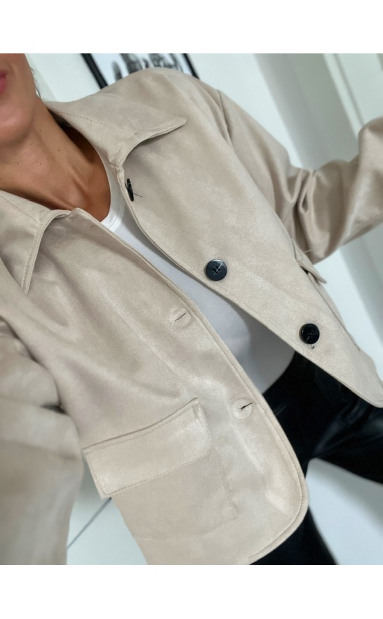 Světle krémová semiš bundička 