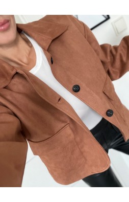 Hnědá semiš bundička