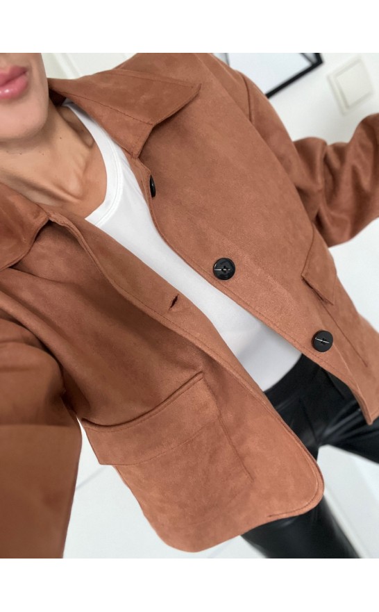 Hnědá semiš bundička