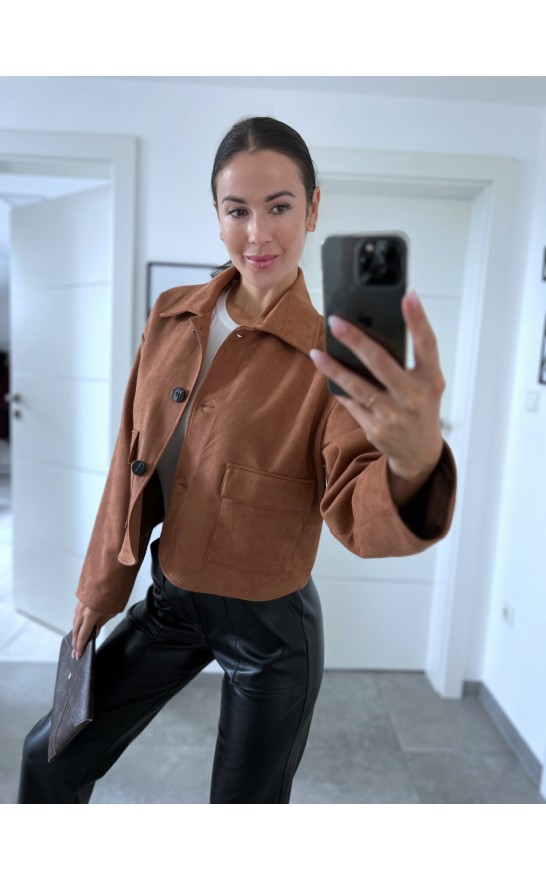 Hnědá semiš bundička