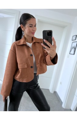 Hnědá semiš bundička