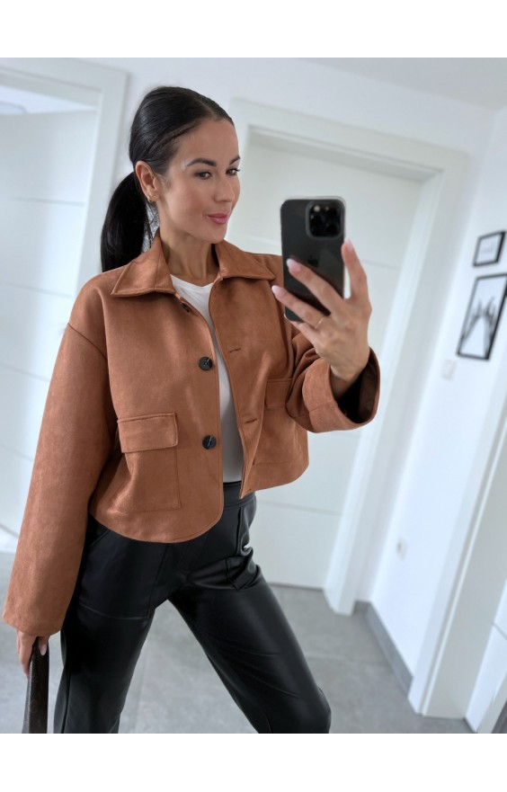 Hnědá semiš bundička