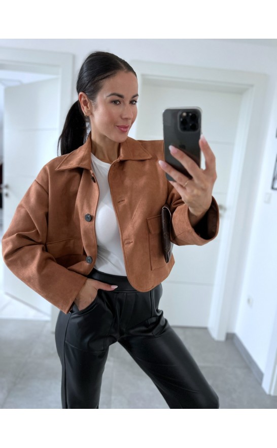 Hnědá semiš bundička