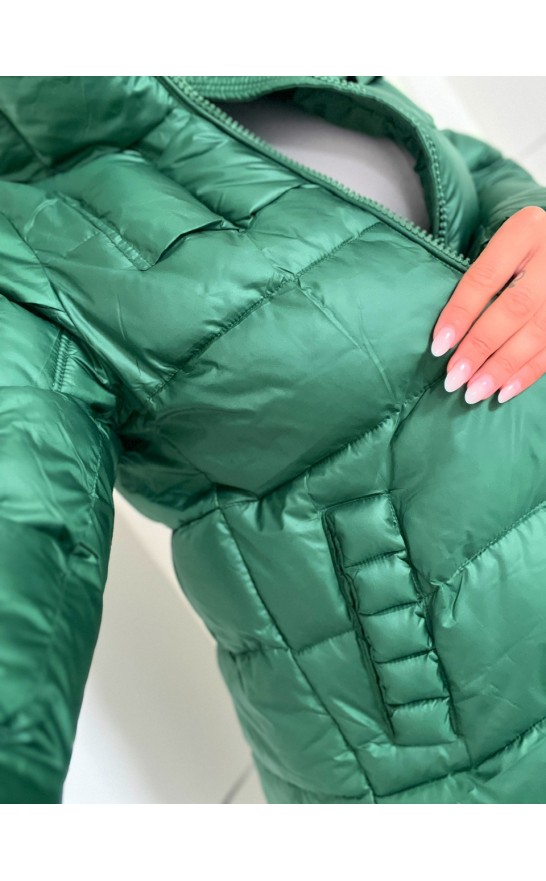 Zelená teplá bunda M