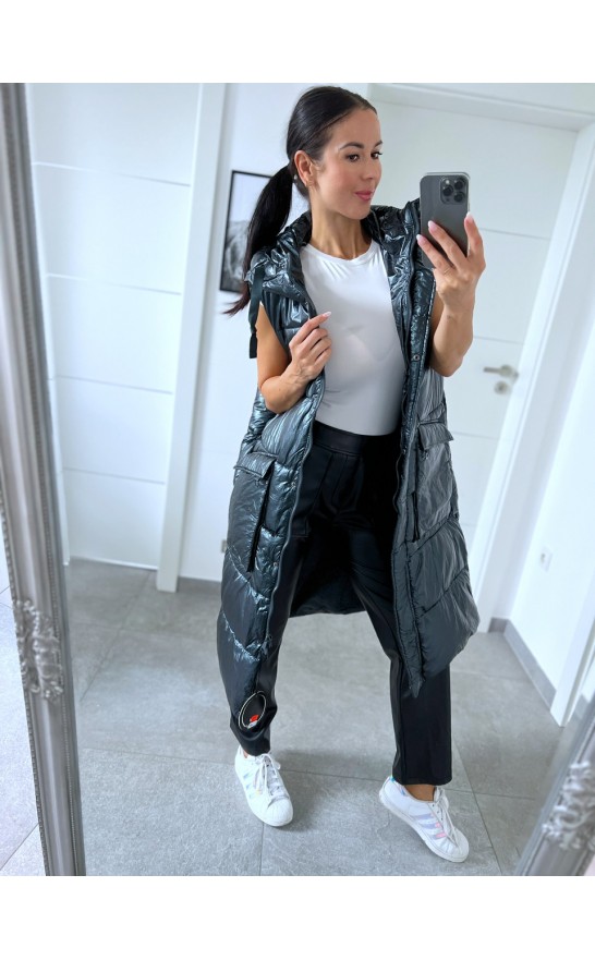 Petrolejová maxi vesta M/L